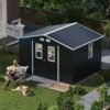 8x10ft-Outdoor-Storage-Shed,-Windows-Lockable-Doors,-Dark-Gray-Storage-Sheds 8x10ft Outdoor Storage Shed, Windows Lockable Doors, Dark Gray Storage Sheds