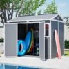 GDFStudio---Large-Plastic-Utility-Shed-with-Floor-&-Lockable-Doors-for-Easy-Access,-Storage-for-Garden-Tools-&-Trash-Bins (1) GDFStudio - Large Plastic Utility Shed with Floor & Lockable Doors for Easy Access, Storage for Garden Tools & Trash Bins