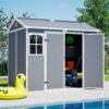 GDFStudio---Large-Plastic-Utility-Shed-with-Floor-&-Lockable-Doors-for-Easy-Access,-Storage-for-Garden-Tools-&-Trash-Bins GDFStudio - Large Plastic Utility Shed with Floor & Lockable Doors for Easy Access, Storage for Garden Tools & Trash Bins
