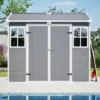 GDFStudio---Large-Plastic-Utility-Shed-with-Floor-&-Lockable-Doors-for-Easy-Access,-Storage-for-Garden-Tools-&-Trash-Bins GDFStudio - Large Plastic Utility Shed with Floor & Lockable Doors for Easy Access, Storage for Garden Tools & Trash Bins
