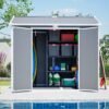 GDFStudio---Large-Plastic-Utility-Shed-with-Floor-&-Lockable-Doors-for-Easy-Access,-Storage-for-Garden-Tools-&-Trash-Bins (2) GDFStudio - Large Plastic Utility Shed with Floor & Lockable Doors for Easy Access, Storage for Garden Tools & Trash Bins