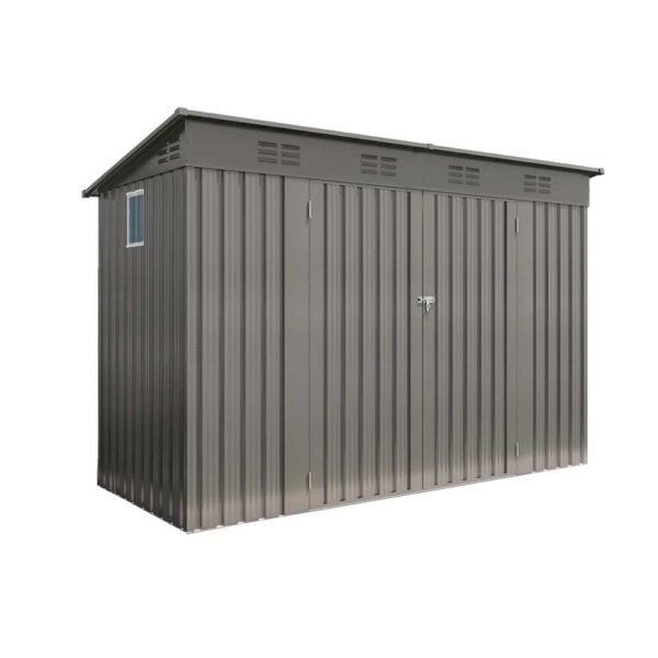 Outdoor-Metal-Storage-Shed-with-Sloping-Roof,-6-vents-and-2-Swing-Doors (1) Outdoor Metal Storage Shed with Sloping Roof, 6 vents and 2 Swing Doors